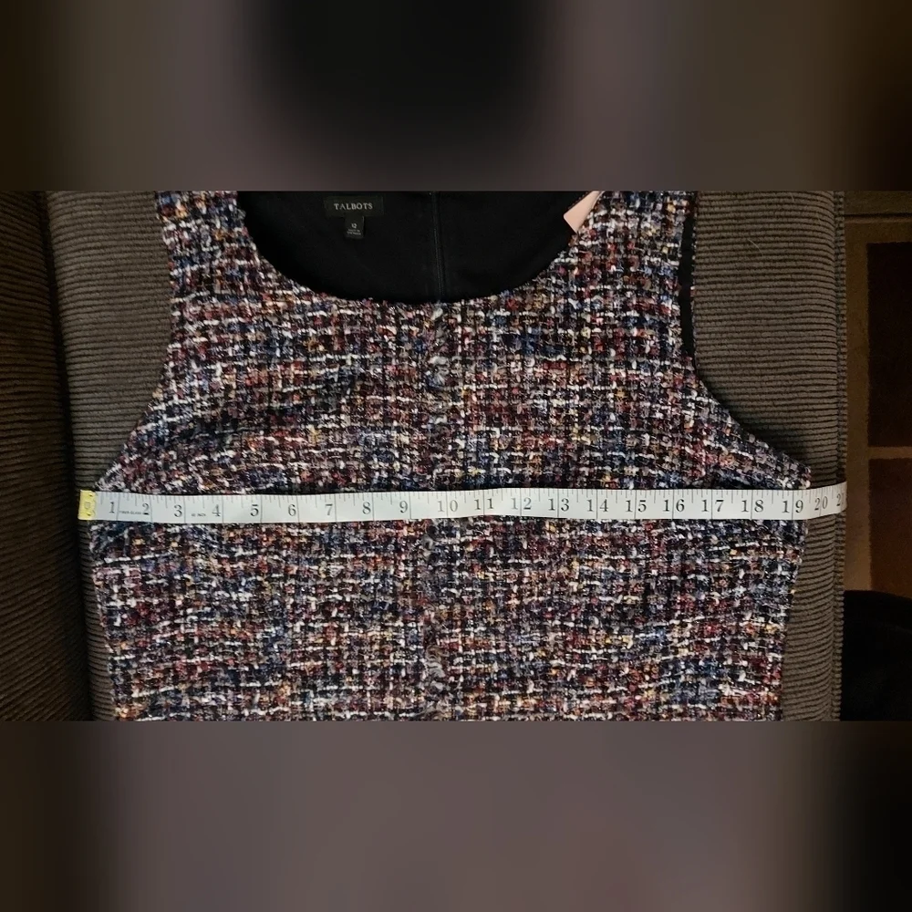 Dark Academia Dress Sleeveless Multitone Tweed Holiday Office Wear - Picture 7 of 14